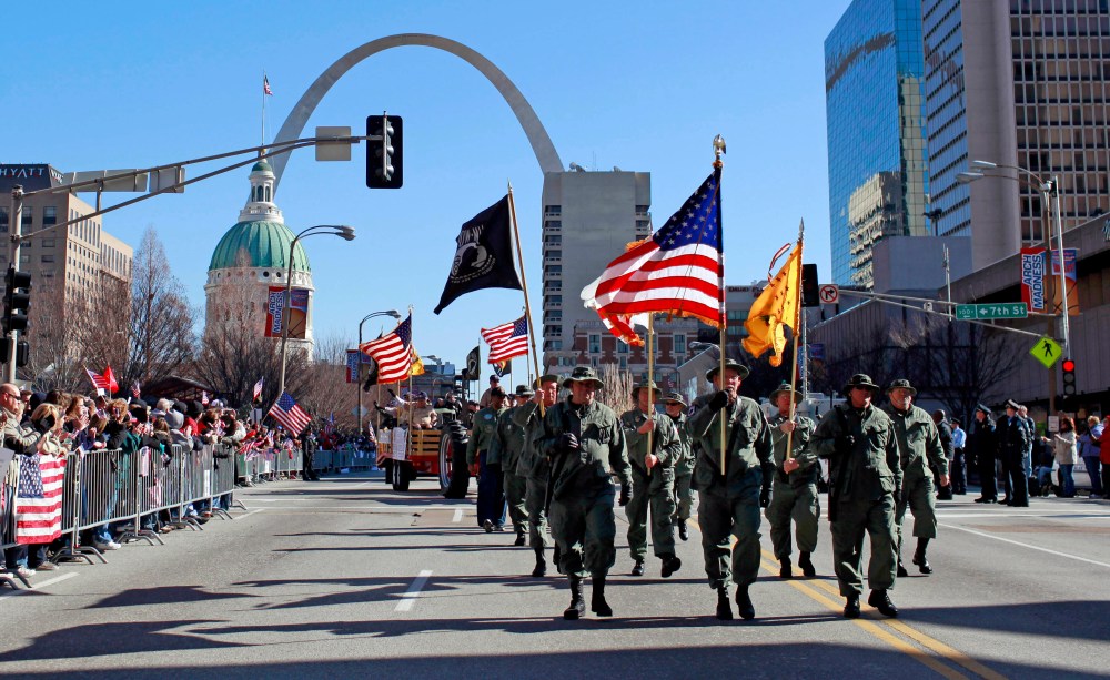 The city of St. Louis held the nation's first big parade to welcome home the troops after the Iraq war, on Jan. 28, 2012.