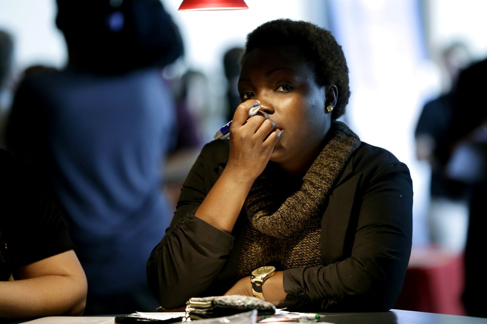 An unidentified woman at a job fair in Sunrise, Fla. on Jan. 22, 2013.