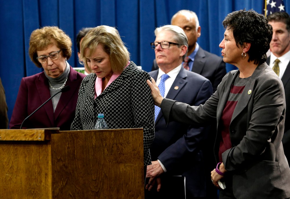 Debbie Ziegler, the mother of Brittany Maynard, appeared in support of proposed legislation allowing doctors to prescribe life-ending medication to terminally ill patients at the Capitol in Sacramento, Calif., Jan. 21, 2015. (Photo by Rich Pedroncelli/AP)