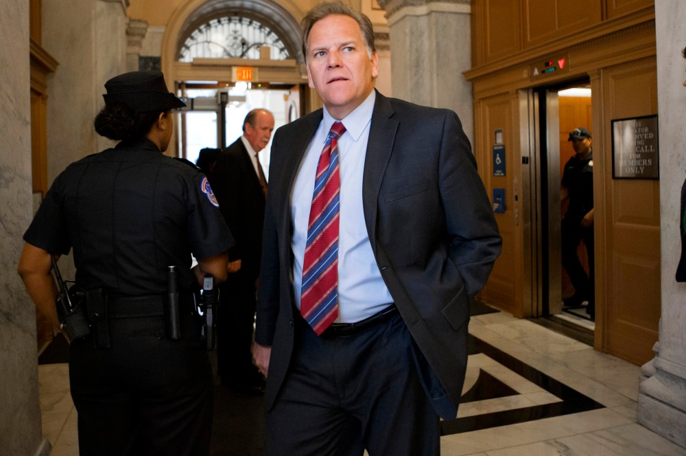 House Intelligence Committee Chairman Rep. Mike Rogers, R-Mich., walks to a meeting on Capitol Hill in Washington on April 26, 2013.
