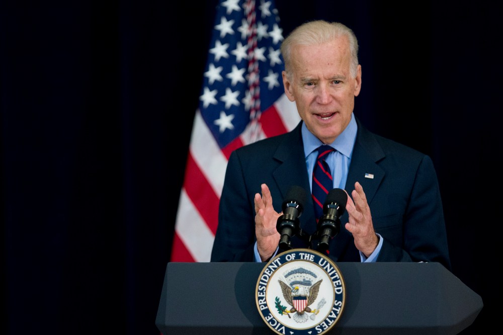 Vice President Joe Biden speaks at the State Department in Washington, Monday, April 14, 2014.