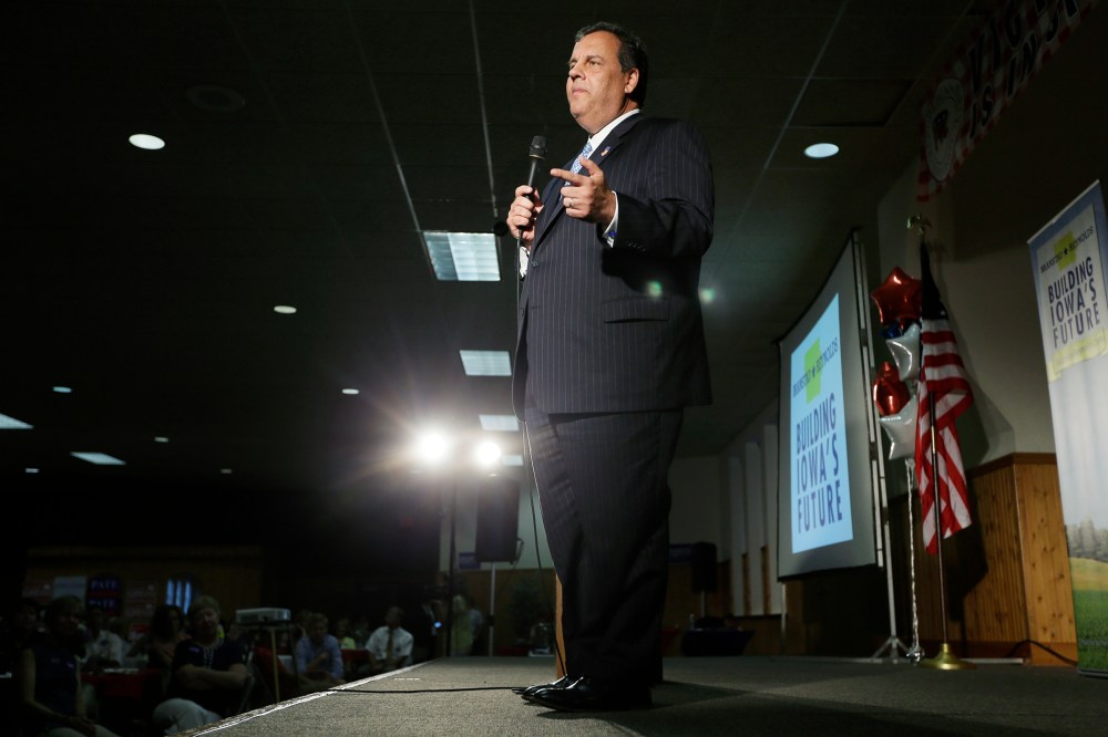 New Jersey Gov. Chris Christie speaks during fundraiser for Iowa Gov. Terry Branstad, July 17, 2014, in Davenport, Iowa.