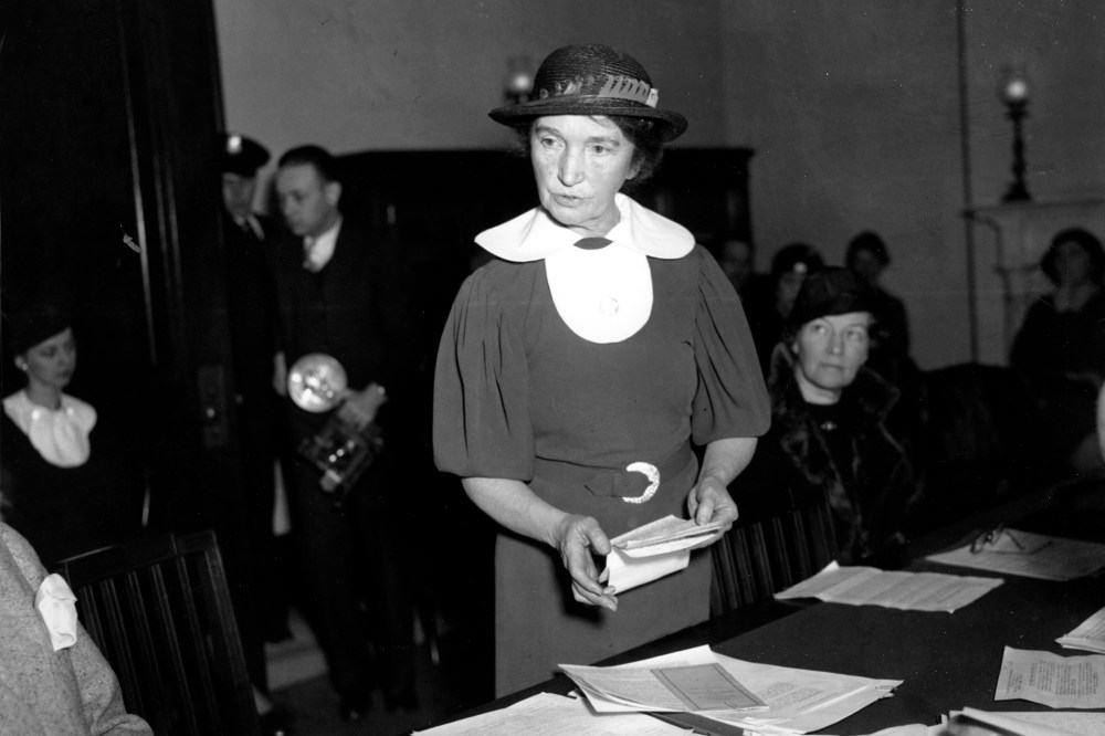 Margaret Sanger, who founded the American Birth Control League in 1921, appeals before a Senate Committee for federal birth-control legislation in Washington, D.C. on March 1, 1934.