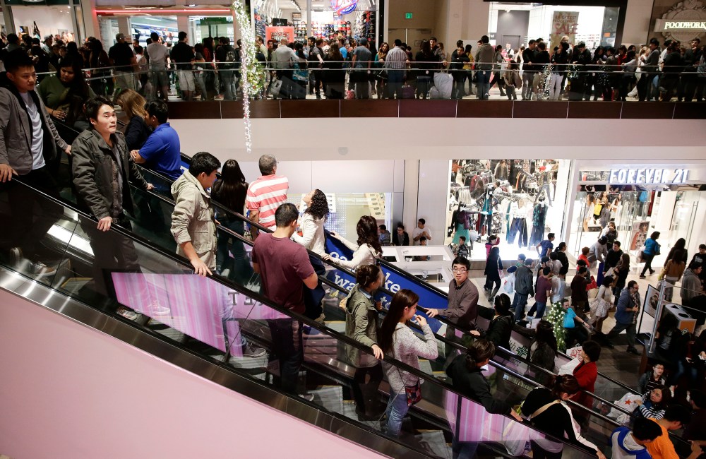 Holiday shoppers at Brea Mall during Black Friday shopping on Nov. 29, 2013, in Brea, Calif.
