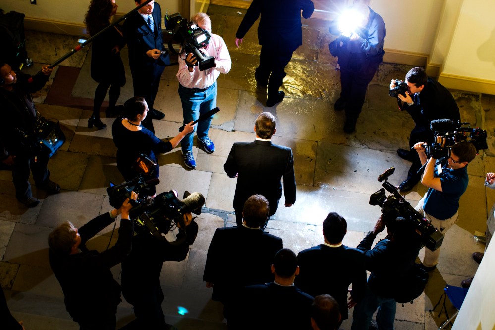 House Speaker John Boehner leaves his office for a meeting with President Obama at the White House, Thursday, Oct. 10, 2013.