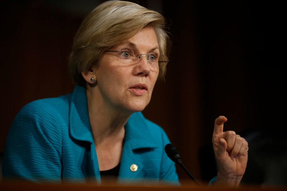 Sen. Elizabeth Warren, D-Mass., speaks during a hearing on Capitol Hill in Washington, D.C., June 25, 2014.