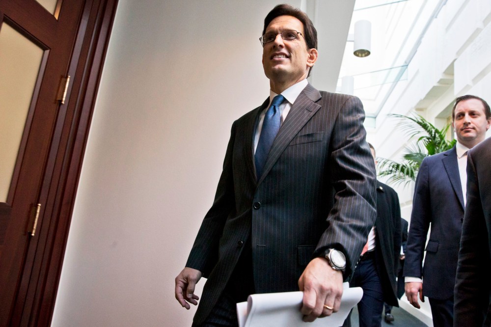 Eric Cantor arrives for a closed-door GOP strategy session on Capitol Hill, Dec. 11, 2013.
