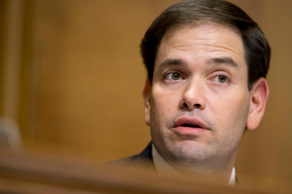 Sen. Marco Rubio, R-Fla., speaks on Capitol Hill in Washington on April 14, 2015. (Photo by Manuel Balce Ceneta/AP)
