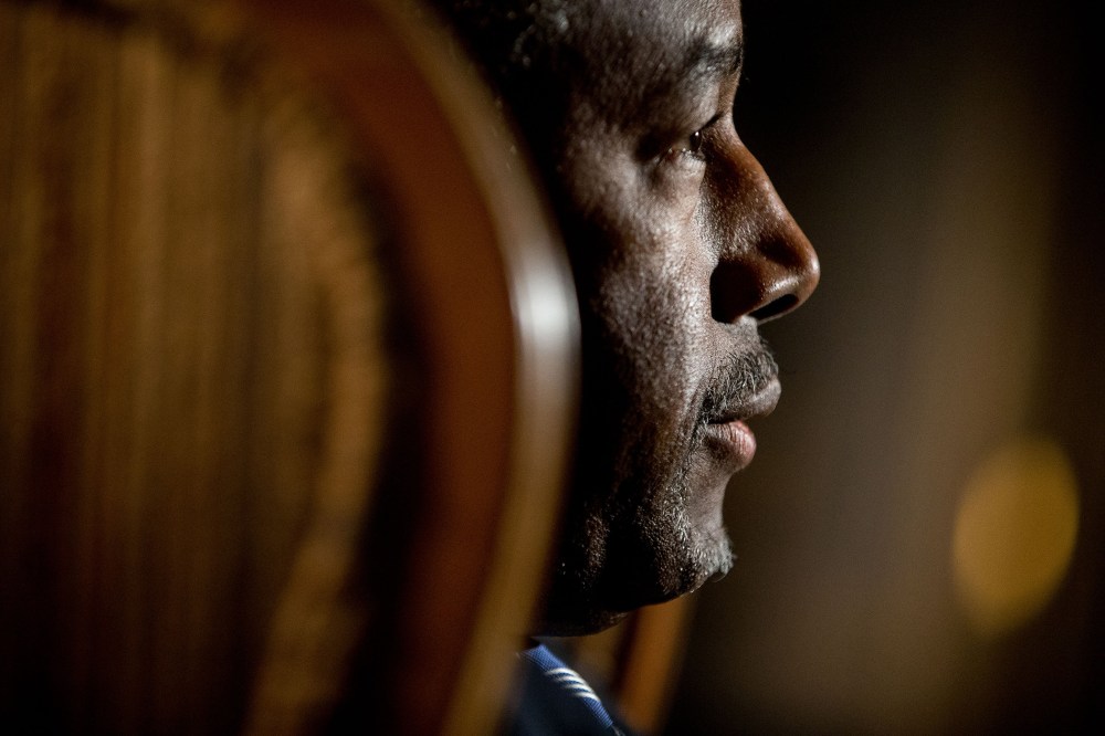 Dr. Ben Carson speaks during an interview with The Associated Press in his home in Upperco, Md., Dec. 23, 2015. (Photo by Andrew Harnik/AP)