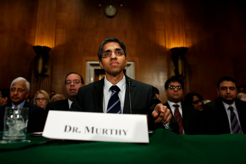 Dr. Vivek Hallegere Murthy, President Barack Obama's nominee to be the next U.S. Surgeon General, prepares to testify on Capitol Hill, Feb. 4, 2014.