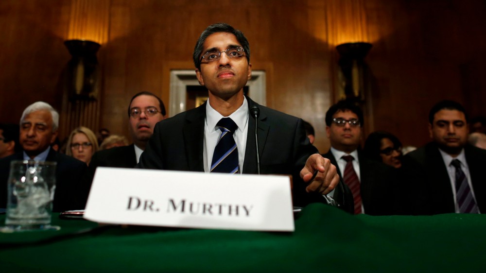 Dr. Vivek Hallegere Murthy, President Barack Obama's nominee to be the next U.S. Surgeon General, prepares to testify on Capitol Hill in Washington, D.C., Feb. 4, 2014. (Photo by Charles Dharapak/AP)