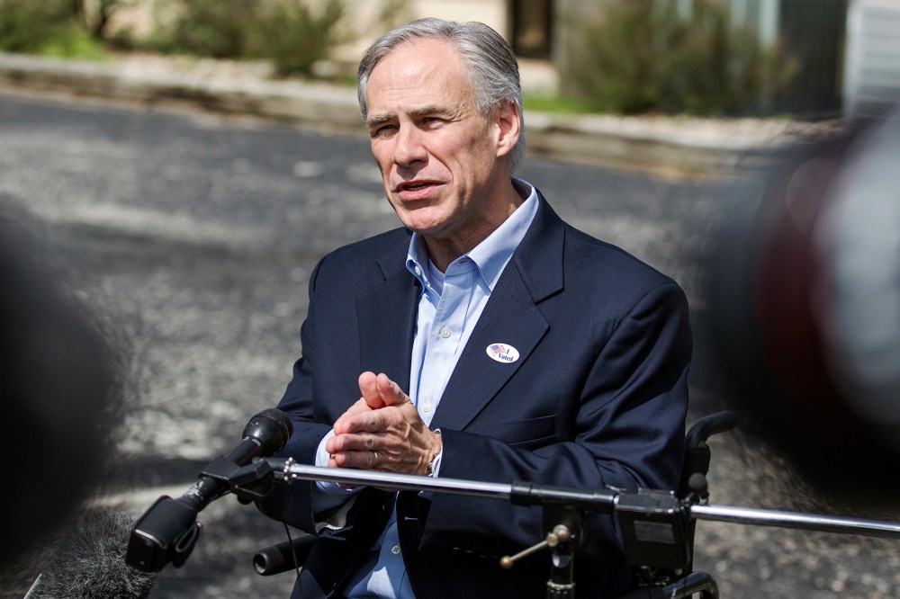 Republican gubernatorial candidate Greg Abbott speaks with the media in Austin, Texas, on March 4, 2014. (Photo by Ricardo Brazziell/Austin American-Statesman/AP)
