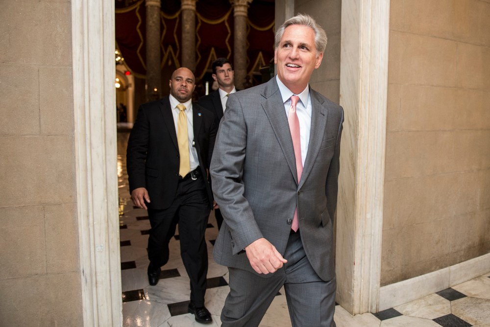House Majority Leader Kevin McCarthy, R-Calif., leaves the House chamber following a vote on Sept. 30, 2015. (Photo By Bill Clark/CQ Roll Call/AP)