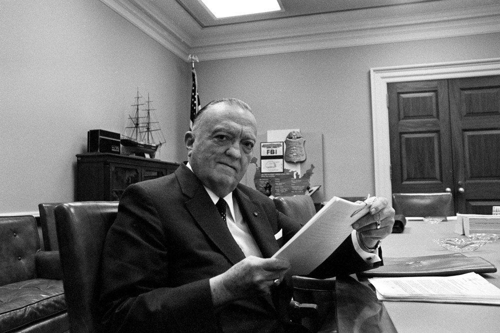FBI director J. Edgar Hoover is shown at his office desk in Washington, D.C., on July 1, 1970.