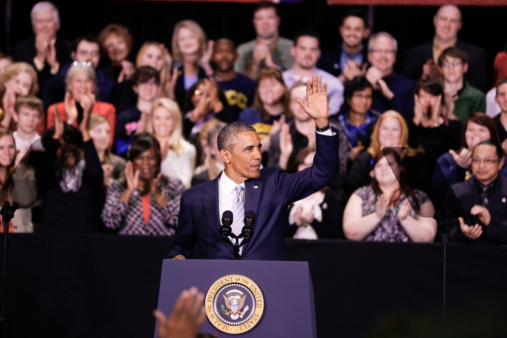 President Barack Obama speaks at Pellissippi State Community College, Jan. 9, 2015, in Knoxville, Tenn. (Photo by Mark Humphrey/AP)