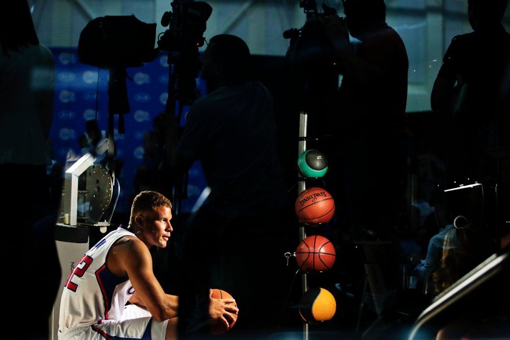 Los Angeles Clippers' Blake Griffin poses during a film shoot at the NBA basketball team's media day, Sept. 29, 2014, in Los Angeles, Calif. (Photo by Jae C. Hong/AP)