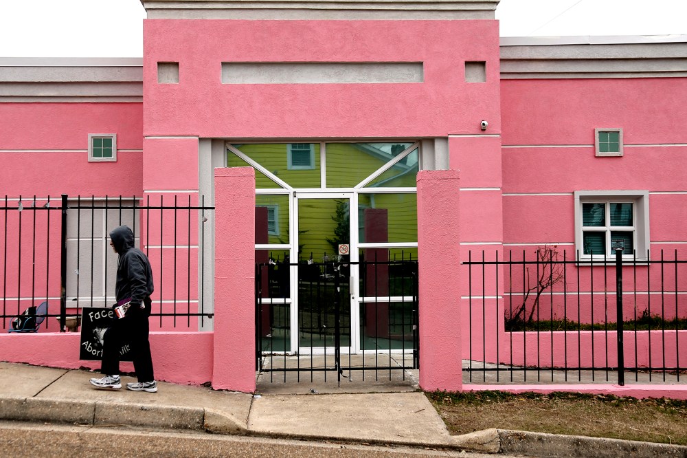 A anti-abortion protester outside the Jackson Women's Health Organization Inc., in Jackson, Miss., on Feb. 4, 2013.