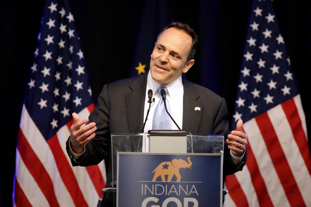Kentucky Gov. Matt Bevin speaks during the Indiana Republican Party Spring Dinner, April 21, 2016, in Indianapolis. (Photo by Darron Cummings/AP)