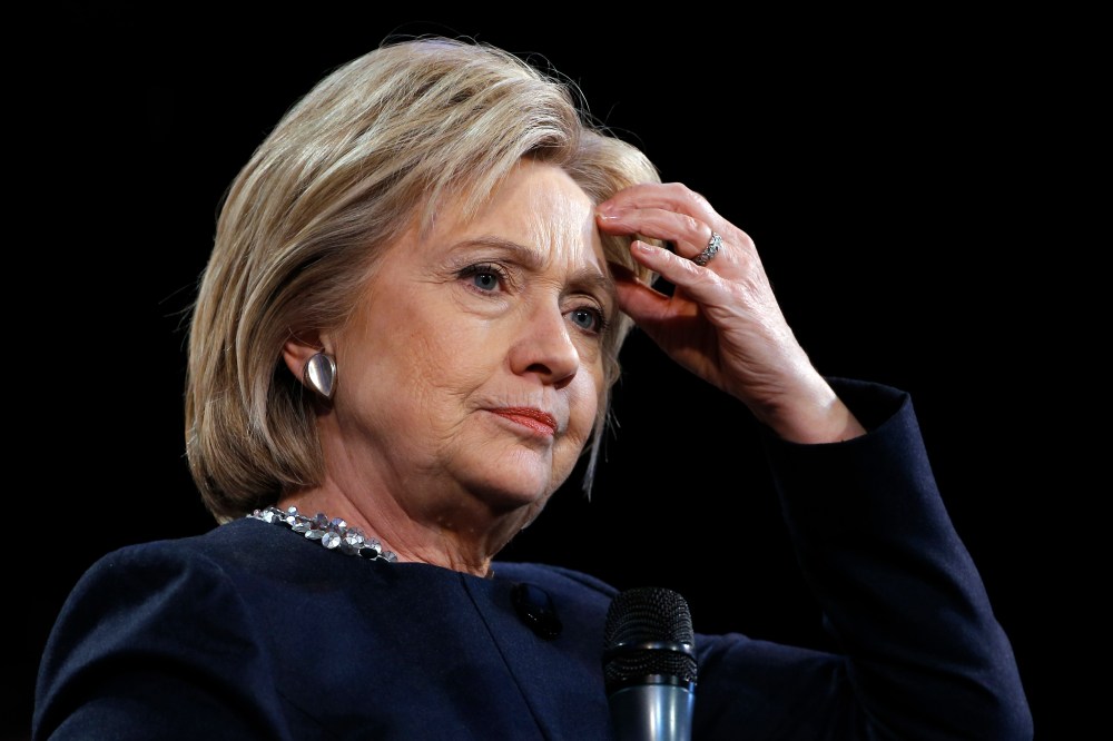 Democratic presidential candidate Hillary Clinton speaks during a campaign stop on Jan. 22, 2016, in Rochester, N.H. (Photo by Matt Rourke/AP)