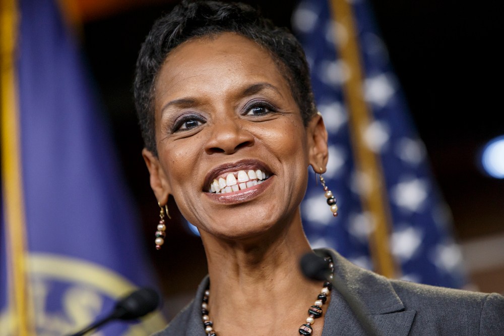 Rep. Donna Edwards, D-Md., smiles after being announced as co-chair of the House Democrats' Steering and Policy Committee during a news conference at the Capitol in Washington, Nov. 17, 2014. (Photo by J. Scott Applewhite/AP)