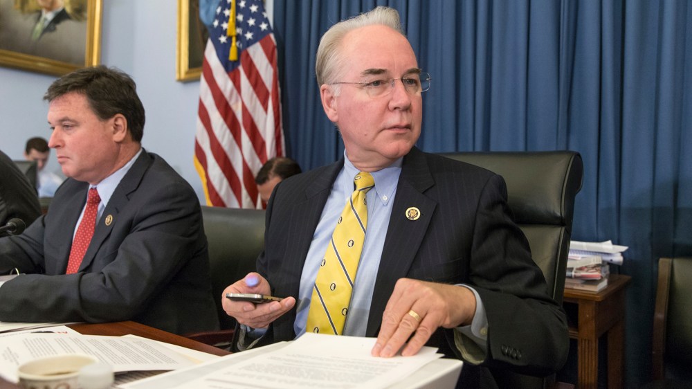 House Budget Committee Chairman Tom Price, R-Ga., presides over a markup session on Capitol Hill in Washington, D.C., March 16, 2016. (Photo by J. Scott Applewhite/AP)