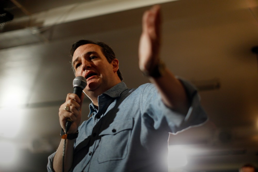 Republican presidential candidate Sen. Ted Cruz, R-Texas, speaks during a campaign stop, Jan. 17, 2016, in Milford, N.H. (Photo by Matt Rourke/AP)