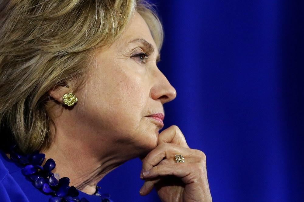Democratic presidential candidate Hillary Rodham Clinton listens during a forum on substance abuse, Oct. 1, 2015, in Boston, Mass. (Photo by Steven Senne/AP)