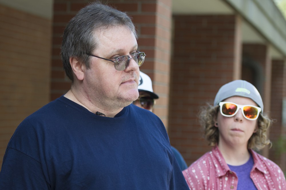 David Veatch, father of Bellingham High student Autumn Veatch, 16, talks to the media at the Civil Air Patrol station at Bellingham International Airport in Bellingham, Wash., July 13, 2015. (Photo by Philip A. Dwyer/The Bellingham Herald/AP)