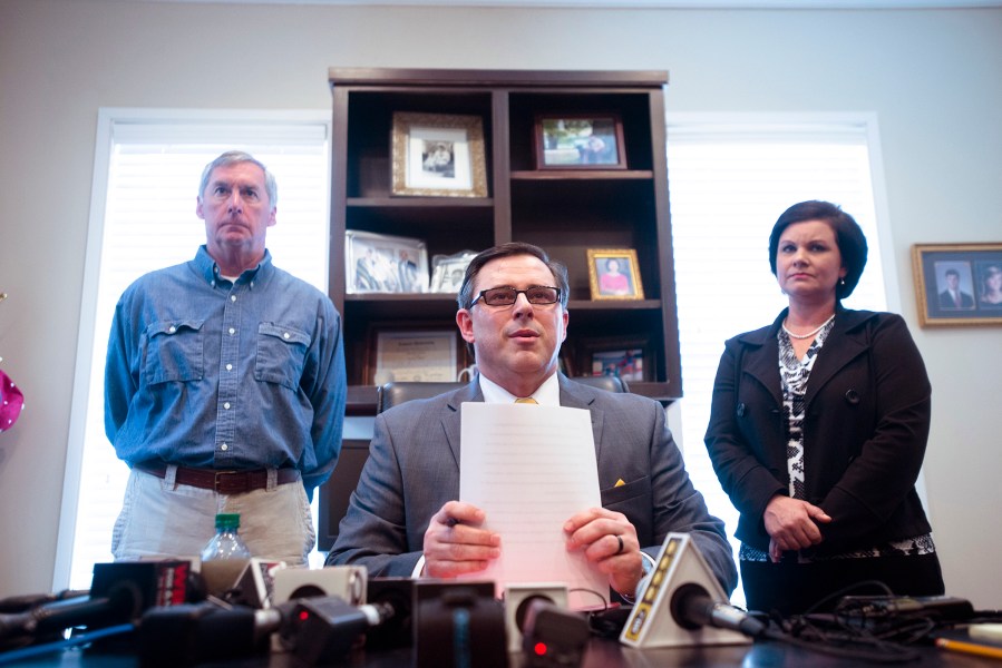 Spencer Collier, former head of the Alabama Law Enforcement Agency, holds a press conference about his termination from his position on March 23, 2016, in Montgomery, Ala. Gov. (Photo by Albert Cesare/Montgomery Advertiser/AP)