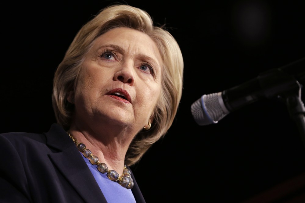 Democratic presidential candidate Hillary Clinton speaks at a rally in Purchase, N.Y., March 31, 2016. (Photo by Seth Wenig/AP)