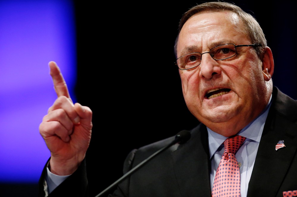 In this Jan. 7, 2015 file photo, Republican Gov. Paul LePage delivers his inauguration address in Augusta, Maine. (Photo by Robert F. Bukaty/AP)