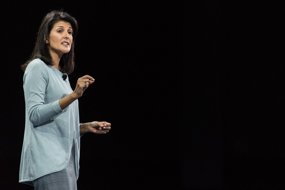 South Carolina Gov. Nikki Haley speaks to the crowd at the Kemp Forum, Jan. 9, 2016, in Columbia, S.C. (Photo by Sean Rayford/AP)