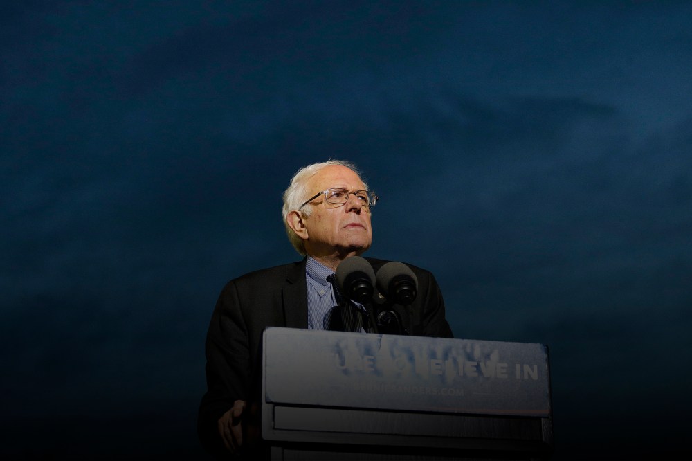 Democratic presidential candidate Sen. Bernie Sanders, I-Vt., pauses while speaking during a campaign rally at St. Mary's Park, March 31, 2016, in the Bronx borough of New York. (Photo by Julie Jacobson/AP)