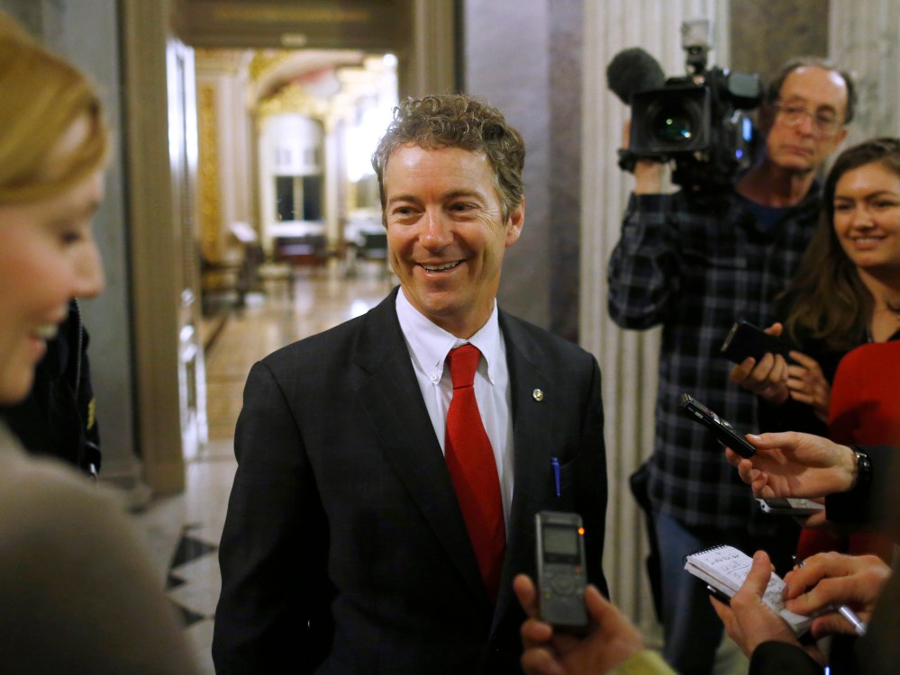 Sen. Rand Paul, R-Ky., leaves the floor of the Senate after his filibuster of the nomination of John Brennan to be CIA director on Capitol Hill in Washington, early Thursday, March 7, 2013. Senate Democrats pushed Wednesday for speedy confirmation of...