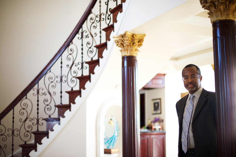 Dr. Benjamin Carson photographed at his residence in Upperco, Md. on Nov. 27, 2014. (Photo by Mark Makela)
