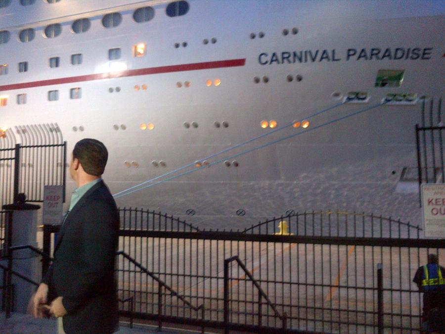 A cruise liner pulls into the Port of Tampa.