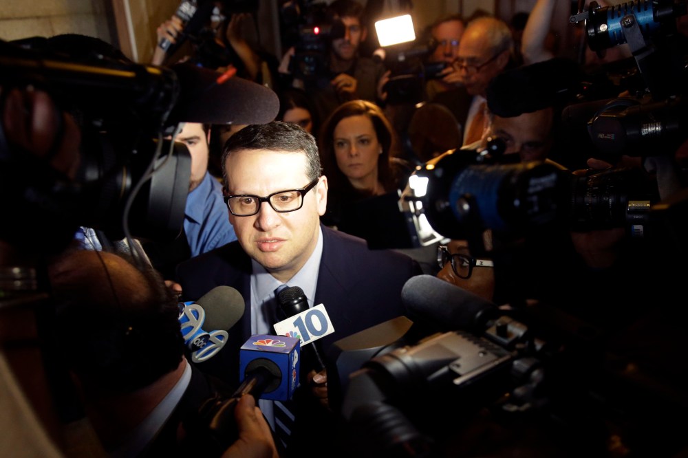 David Wildstein walks from a hearing Thursday, Jan. 9, 2014, at the Statehouse in Trenton, N.J.