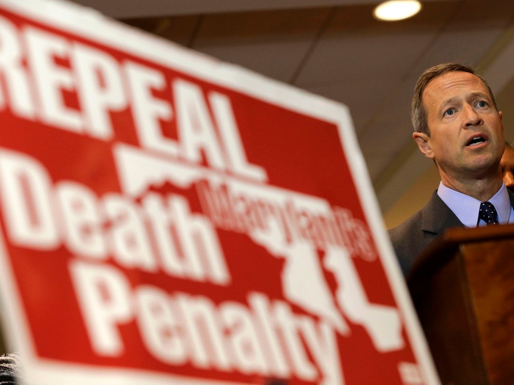 Maryland Gov. Martin O'Malley speaks at a rally in support of repealing the state's death penalty in Annapolis, Md., on Jan. 15, 2013. (Photo by Patrick Semansky/AP Photo)