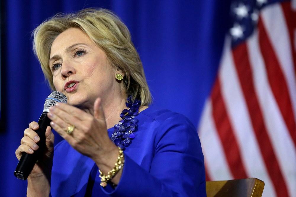 Democratic presidential candidate Hillary Rodham Clinton speaks during a forum on substance abuse, Oct. 1, 2015, in Boston, Mass. (Photo by Steven Senne/AP)