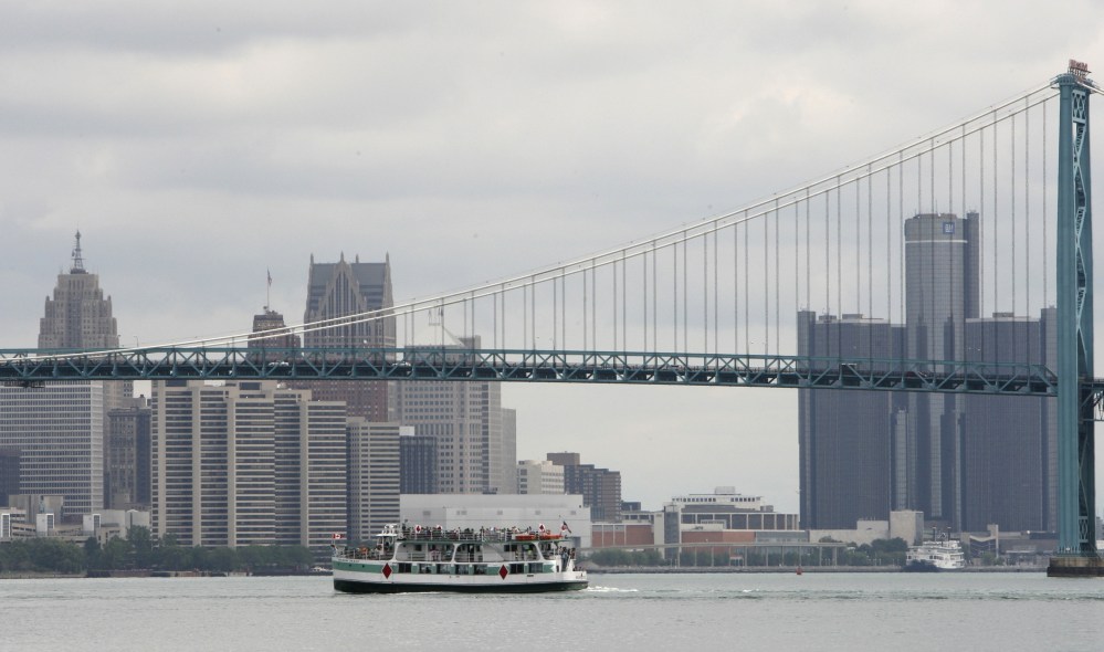 The Detroit skyline is seen Wednesday, July 1, 2009.  (AP Photo/Carlos Osorio)
