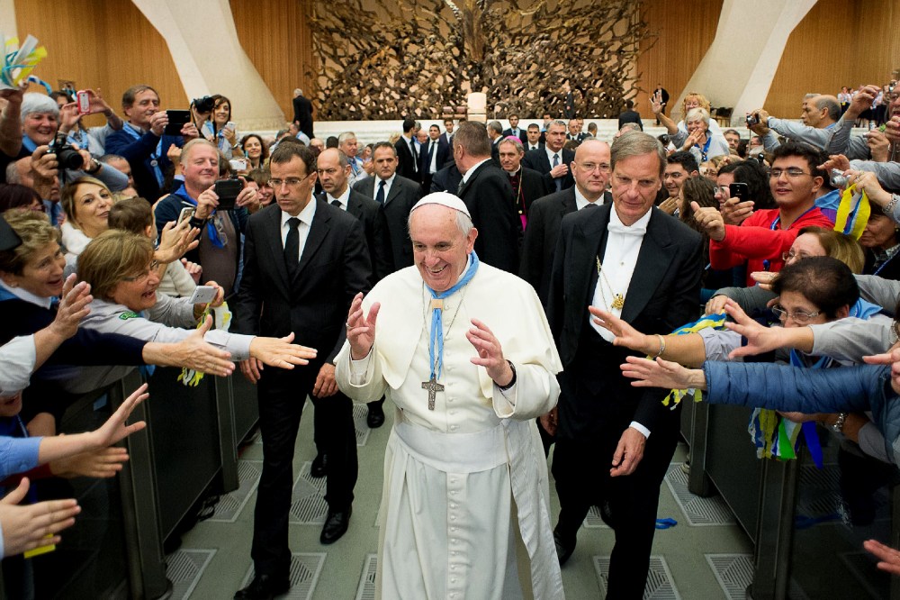 Pope Francis during an audience with the catholic Scouts at the Vatican on Nov. 8, 2014.