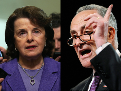 Sens. Dianne Feinstein, D-Calif., and Chuck Schumer, D-N.Y., say they plan to introduce new gun legislation banning assault weapons. (Photo by Alex Wong/Getty;Jonathan Ernst/REUTERS)