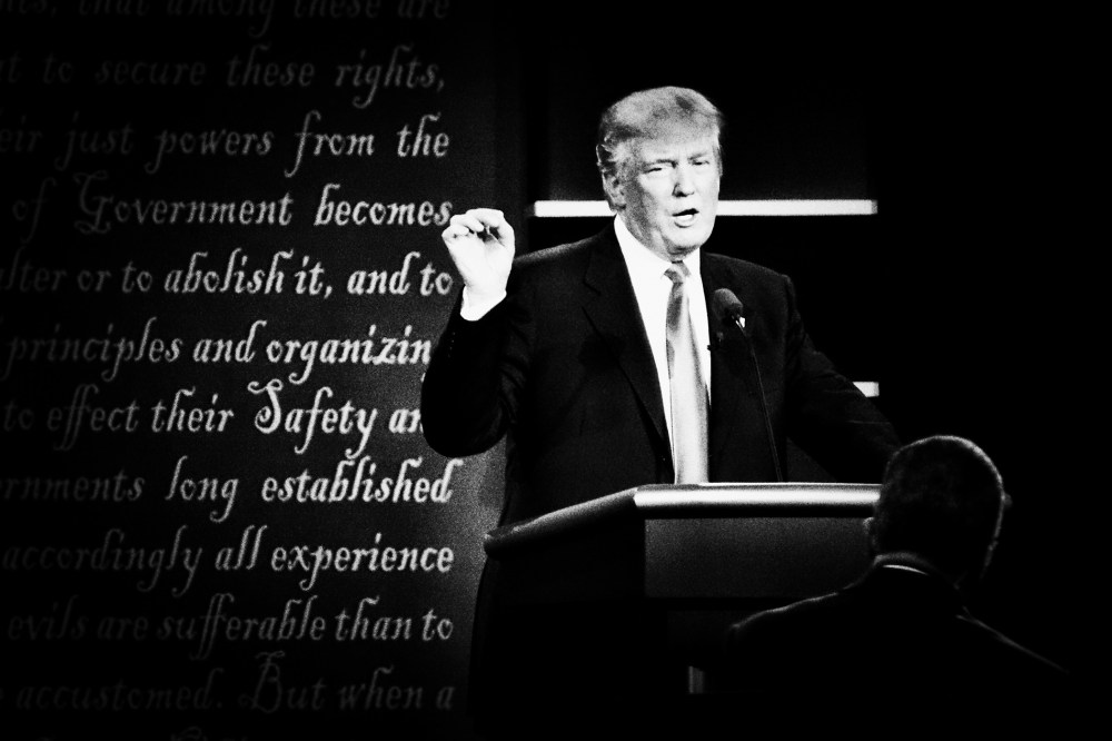 Republican presidential nominee Donald Trump speaks at the first presidential debate at Hofstra University in Hempstead, N.Y. on Sept. 26, 2016. (Photo by Mark Peterson/Redux for MSNBC)
