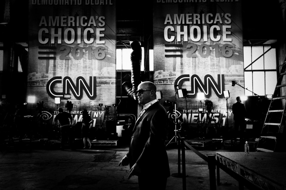 The scene at Brooklyn's Navy Yard as preparations continue for the CNN Debate between Bernie Sanders and Hillary Clinton, April 14, 2016. (Photo by Mark Peterson/Redux for MSNBC)