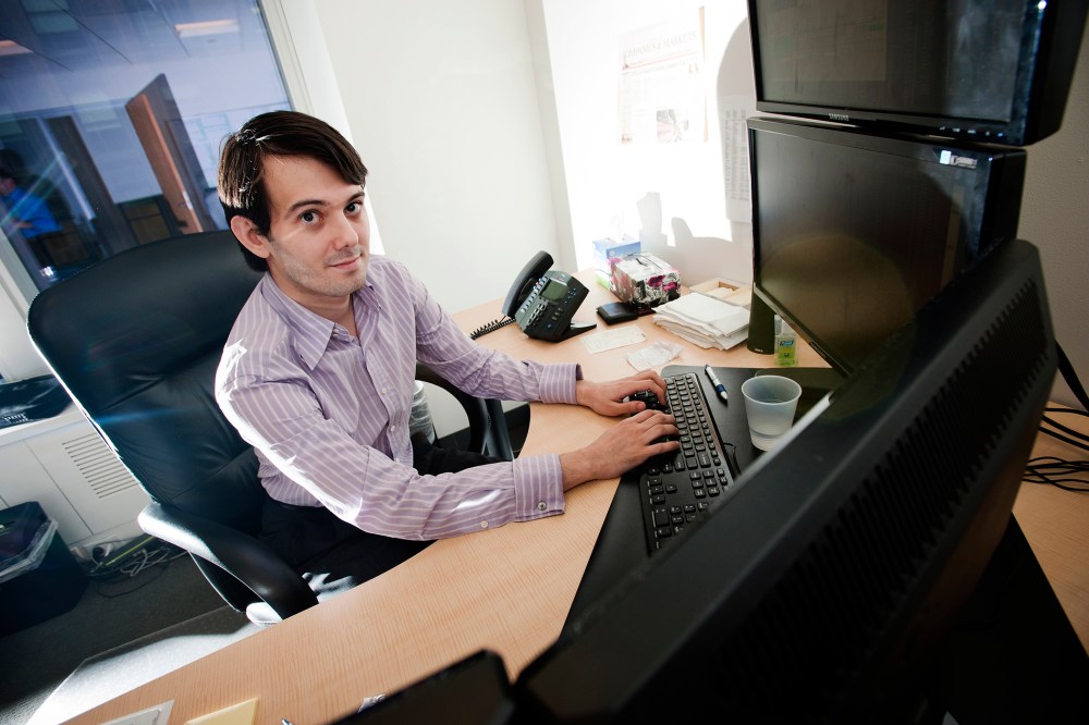Martin Shkreli sits for a photograph in his office in New York on Aug. 10, 2011. (Photo by Paul Taggart/Bloomberg/Getty)