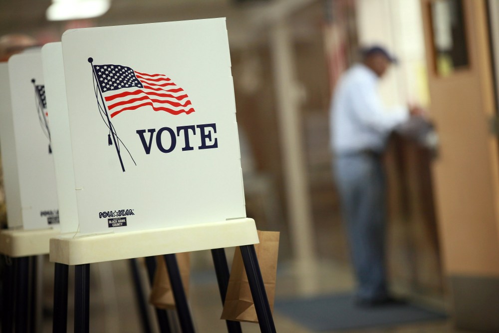 Voting booths are set up for early voting at the Black Hawk County Courthouse on September 27, 2012 in Waterloo, Iowa. (Photo by Scott Olson/Getty)