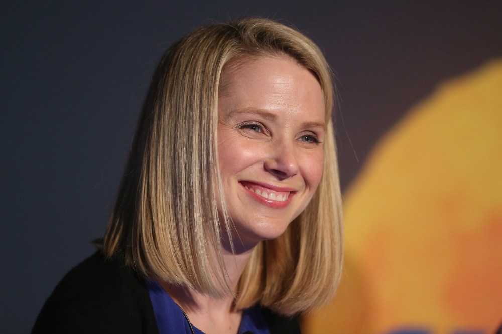 Yahoo! CEO Marissa Mayer attends a news conference following the company's acquisition of Tumblr at a press conference in Times Square on May 20, 2013 in New York City. (Photo by Mario Tama/Getty)