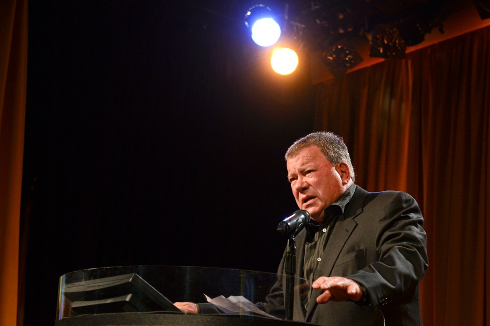 Actor William Shatner speaks at the 12th Annual Heller Awards at The Beverly Hilton Hotel on September 19, 2013 in Beverly Hills, Calif. (Photo by Vivien Killilea/WireImage/Getty)