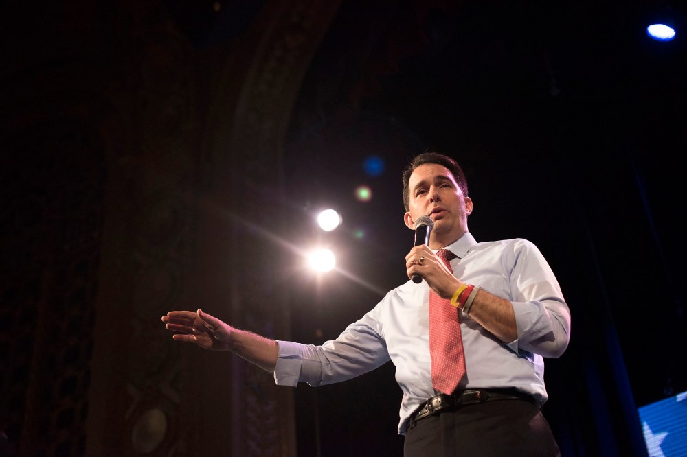 Scott Walker, governor of Wisconsin, speaks during the Iowa Freedom Summit in Des Moines, Iowa, Jan. 24, 2015. (Photo by Daniel Acker/Bloomberg/Getty)