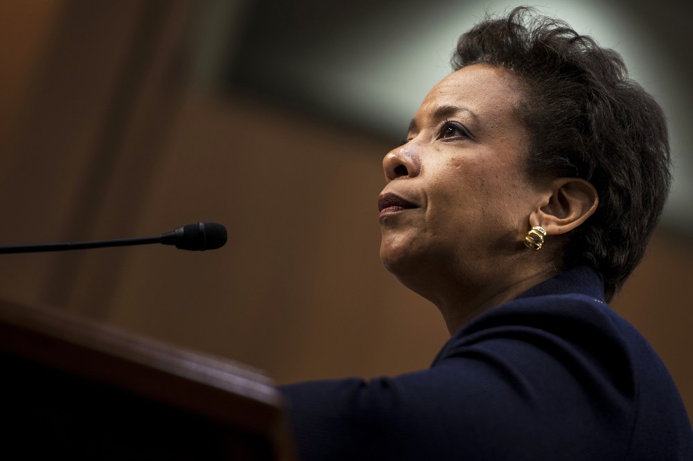 Loretta Lynch listens during her confirmation hearing before the Senate Judiciary Committee January 28, 2015 in Washington, D.C. (Photo by Brendan Smialowski/AFP/Getty)